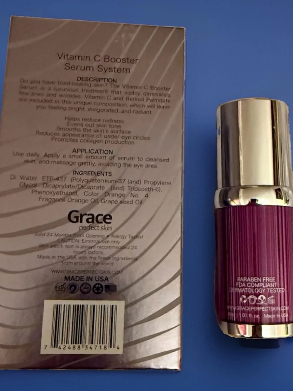 Grace Perfect Skin Vitamin C Serum Booster System, Paraben Free, 30 ml/1.01 oz